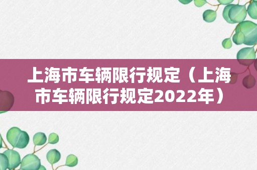 上海市车辆限行规定（上海市车辆限行规定2022年）